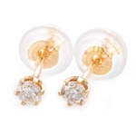 ダイヤモンド ピアス K18イエローゴールド ダイヤ0.1ct シリコン製ダブルロックキャッチ仕様