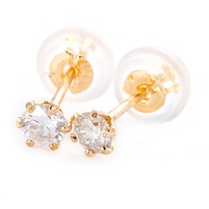 ダイヤモンド ピアス K18 イエローゴールド ダイヤ0.2ct シリコン製ダブルロックキャッチ仕様