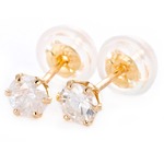 K18イエローゴールド 天然ダイヤモンドピアス 0.3ct シリコン製ダブルロックキャッチ仕様 定番人気商品