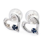 ダイヤモンド サファイヤ ピアス K10ホワイトゴールド ダイヤ0.02ct ハートモチーフ