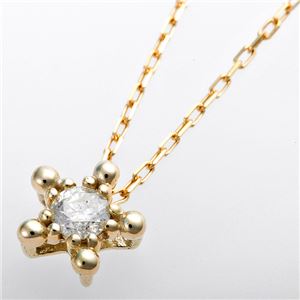 K10イエローゴールド 天然ダイヤモンドペンダント/ネックレス ダイヤ0.05ct アンティーク調スターモチーフ