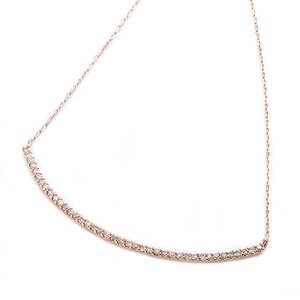 K10ピンクゴールド 天然ダイヤモンドペンダント/ネックレス 0.2ct（40石） 大人気デコルテラインデザイン 40cm 長さ調節可能（アジャスター付き）