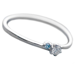 【鑑別書付】プラチナPT950　天然ダイヤリング 指輪　ダイヤ0.05ct　アイスブルーダイヤ0.01ct 8号　V字モチーフ