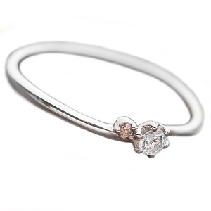 【鑑別書付】プラチナPT950　天然ダイヤリング 指輪　ダイヤ0.05ct　ピンクダイヤ0.01ct 12号