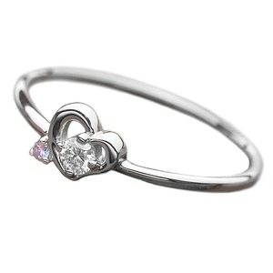 【鑑別書付】プラチナPT950　天然ダイヤリング 指輪　ダイヤ0.05ct　アイスブルーダイヤ0.01ct 8号　ハートモチーフ
