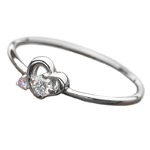 【鑑別書付】プラチナPT950　天然ダイヤリング 指輪　ダイヤ0.05ct　アイスブルーダイヤ0.01ct 10.5号　ハートモチーフ