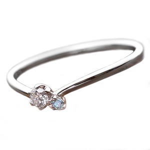 【鑑別書付】プラチナPT950　天然ダイヤリング 指輪　ダイヤ0.05ct　アイスブルーダイヤ0.01ct 12.5号　V字モチーフ