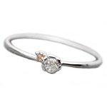 【鑑別書付】プラチナPT950　天然ダイヤリング 指輪　ダイヤ0.05ct　ピンクダイヤ0.01ct 12号　フラワーモチーフ