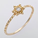 ダイヤモンド リング K10イエローゴールド 9.5号 ダイヤ0.03ct アンティーク調 星 スターモチーフ