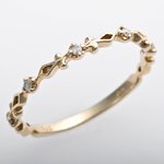 K10イエローゴールド　天然ダイヤリング 指輪 ピンキーリング　ダイヤモンドリング 0.03ct　5号　アンティーク調　プリンセス