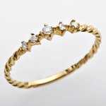 K10イエローゴールド　天然ダイヤリング 指輪　ダイヤ0.06ct　12.5号　アンティーク調　プリンセス