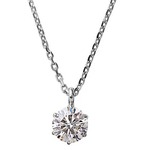 ダイヤモンドペンダント/ネックレス 一粒 K18 ホワイトゴールド  0.1ct ダイヤネックレス 6本爪 Hカラー I1クラス Good 中央宝石研究所ソーティング済み