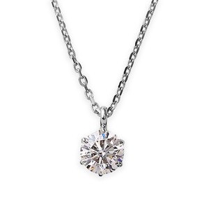 ダイヤモンドペンダント/ネックレス 一粒 プラチナ Pt900 0.1ct ダイヤネックレス 6本爪 Kカラー I1クラス Poor 中央宝石研究所ソーティング済み