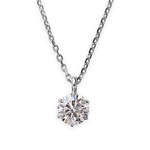 ダイヤモンドペンダント/ネックレス 一粒 プラチナ Pt900 0.1ct ダイヤネックレス 6本爪 Kカラー I1クラス Poor 中央宝石研究所ソーティング済み