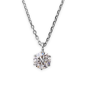 【鑑定書付】 ダイヤモンドペンダント/ネックレス 一粒 K18 ホワイトゴールド 0.5ct ダイヤネックレス 6本爪 Kカラー I1クラス Poor 中央宝石研究所ソーティング済み
