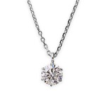 【鑑定書付】 ダイヤモンドペンダント/ネックレス 一粒 K18 ホワイトゴールド 0.5ct ダイヤネックレス 6本爪 Kカラー I1クラス Poor 中央宝石研究所ソーティング済み