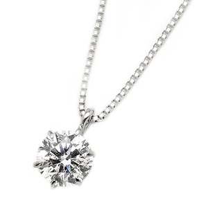 ダイヤモンドペンダント/ネックレス 一粒 K18 ホワイトゴールド 0.5ct ダイヤネックレス 6本爪 H〜Fカラー SIクラス Excellentアップ 3EX若しくはH＆C 中央宝石研究所ソーティング済み