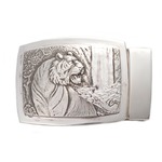 ベルトバックル 虎 トラ 3.5cmベルト幅用 絵柄 銀製 古美仕上げ 日本伝統工芸品 ハンドメイド スターリングシルバー 縁起物 御守 厄除け 開運招福