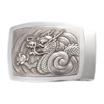 ベルトバックル 龍 リュウ 3.5cmベルト幅用 絵柄 銀製 古美仕上げ 日本伝統工芸品 ハンドメイド スターリングシルバー 縁起物 御守 厄除け 開運招福