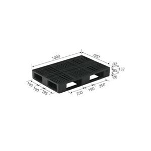 三甲（サンコー） プラスチックパレット（プラパレ） D4-068100H ブラック
