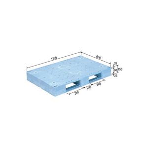 三甲（サンコー） プラスチックパレット（プラパレ） D2-812F（突起無） ライトブルー