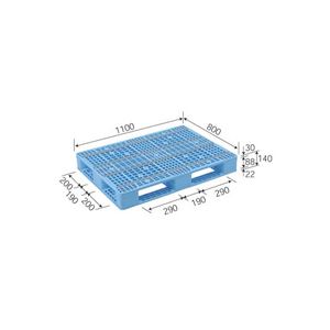 三甲（サンコー） プラスチックパレット（プラパレ） D4-811-2 ライトブルー