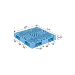 三甲（サンコー） プラスチックパレット（プラパレ） R4-1111-2（PP） ライトブルー