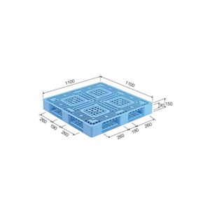 三甲（サンコー） プラスチックパレット（プラパレ） D4-1111-5 ライトブルー