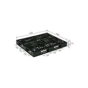 三甲（サンコー） プラスチックパレット（プラパレ） D4-1012-6 ブラック
