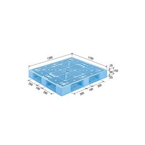 三甲（サンコー） プラスチックパレット（プラパレ） D4-1113-2（PP） ライトブルー