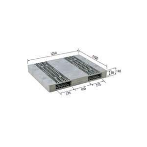 三甲（サンコー） プラスチックパレット（プラパレ） R2-105125F-2 ライトグレー