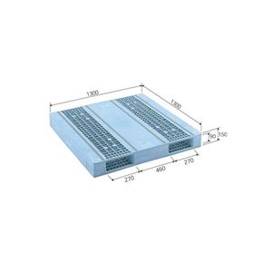 三甲（サンコー） プラスチックパレット（プラパレ） R2-1313F-2 ライトブルー