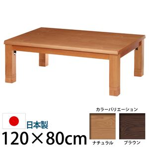 4段階高さ調節折れ脚こたつ 【カクタス】 120×80cm こたつ 4尺長方形 日本製 国産 ブラウン 
