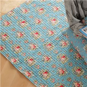 ベッドスプレッド キルト プロヴァンスブーケ 150×225cm キルト マルチカバー 長方形 ブルー 