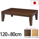 モダンリビングこたつ 【ディレット】 120×80cm こたつ テーブル 4尺長方形 日本製 国産継ぎ脚ローテーブル ブラウン 