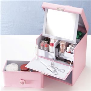 メイクボックス コスメボックス 鏡付き COFFRET〔コフレ〕メイクBOX ピンク 