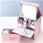 メイクボックス コスメボックス 鏡付き COFFRET〔コフレ〕メイクBOX ピンク 