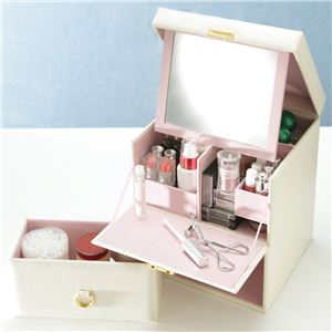 メイクボックス コスメボックス 鏡付き COFFRET〔コフレ〕メイクBOX ホワイト 