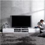 背面収納TVボード ロビン 幅240cm ローボード（テレビ台/テレビボード） ホワイト(前板鏡面タイプ) 