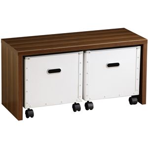 デザインベンチチェスト Torino〔トリノ〕 2連セット 幅77cm 収納 ベンチ ローボード チェスト ウォールナット ホワイト