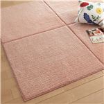ユニットラグ ピース 90×90cm ラグ 洗える 厚手 滑り止め ピンク 