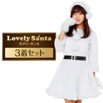 【クリスマスコスプレ 衣装 まとめ買い3着セット】Peach×Peach レディース ラブリーサンタクロース ホワイト（白）　サンタコスプレ女性用 ワンピース
