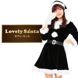 【クリスマスコスプレ 衣装】Peach×Peach レディース ラブリーサンタクロース ブラック（黒）　サンタコスプレ女性用 ワンピース