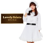 【クリスマスコスプレ 衣装】Peach×Peach レディース ラブリーサンタクロース ホワイト（白）　サンタコスプレ女性用 ワンピース