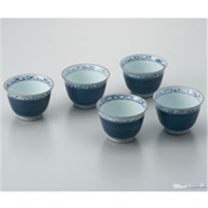 日光陶器店 反り方煎茶碗 桔梗 5客セット