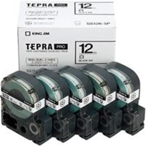 キングジム テプラ PROテープ SS12K-5P 白に黒文字 12mm 5個