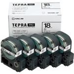キングジム テプラ PROテープ SS18K-5P白に黒文字 18mm5個