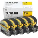キングジム テプラ PROテープ SC24Y-5P 黄に黒字 24mm 5個