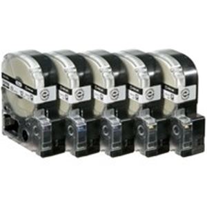 キングジム テプラ PROテープ SS12KL-5 白に黒文字 12mm 5個