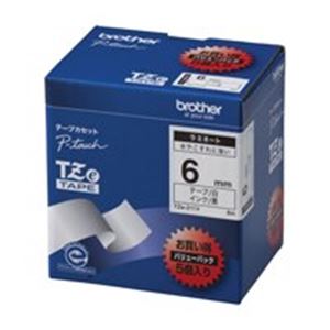 ブラザー工業(BROTHER) 文字テープ TZe-211V白に黒文字 6mm 5個